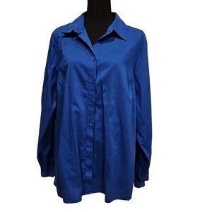 Westbound Woman Wrinkle Free 100% Cotton Blue Button Up Shirt Size 2X